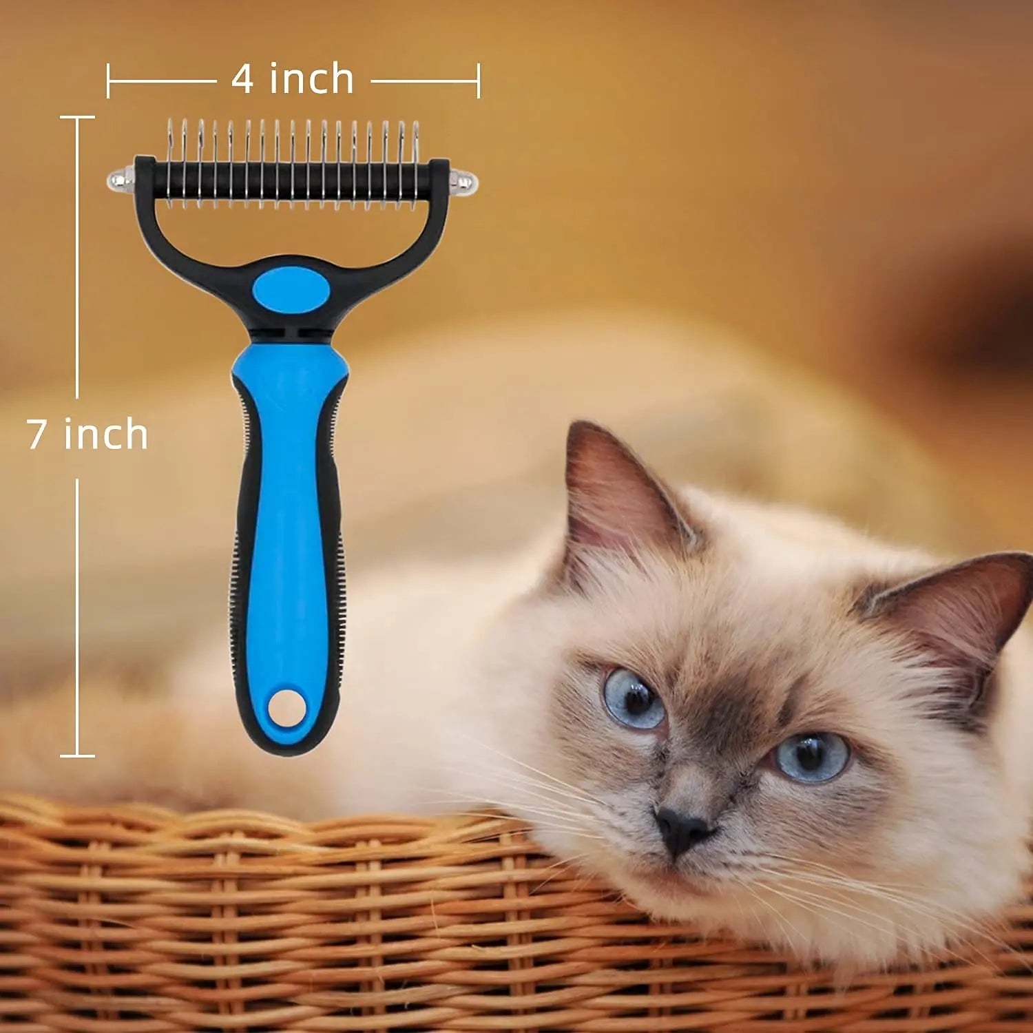 Spring Shedding Season Essential Dog Undercoat Rake, Cat Grooming Rake Shedding Brush 2 Sided Pet Grooming Tool Deshedding and Dematting Rake Brushes Comb for Pets Remove Undercoat Mats & Tangles