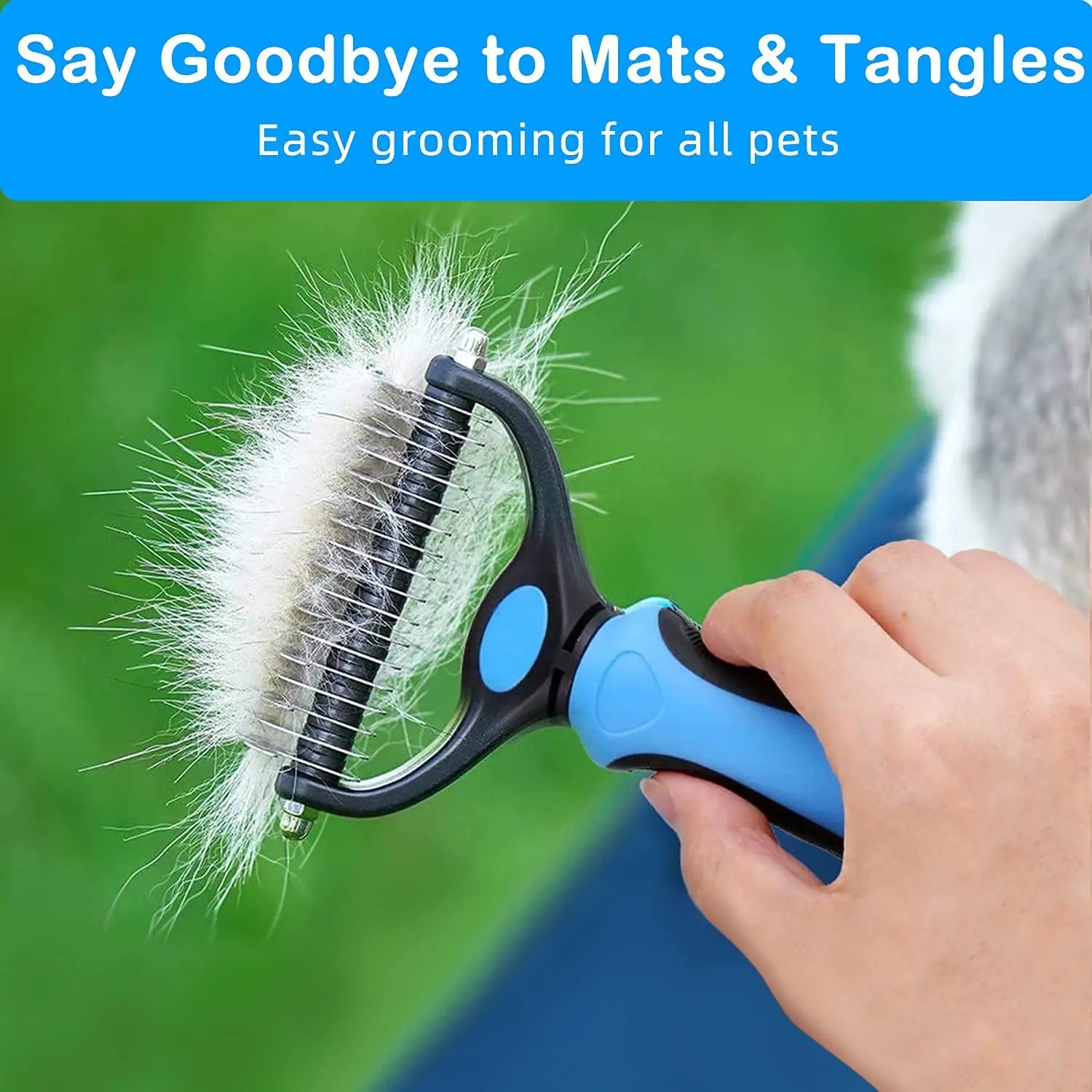 Spring Shedding Season Essential Dog Undercoat Rake, Cat Grooming Rake Shedding Brush 2 Sided Pet Grooming Tool Deshedding and Dematting Rake Brushes Comb for Pets Remove Undercoat Mats & Tangles